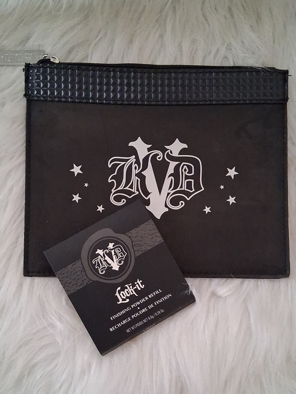 KVD Lock-it Finishing Powder Refill & Black Makeup Bag
